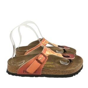 Birkenstock Women’s Papillo Gizeh Orange Floral Sandals Size 36